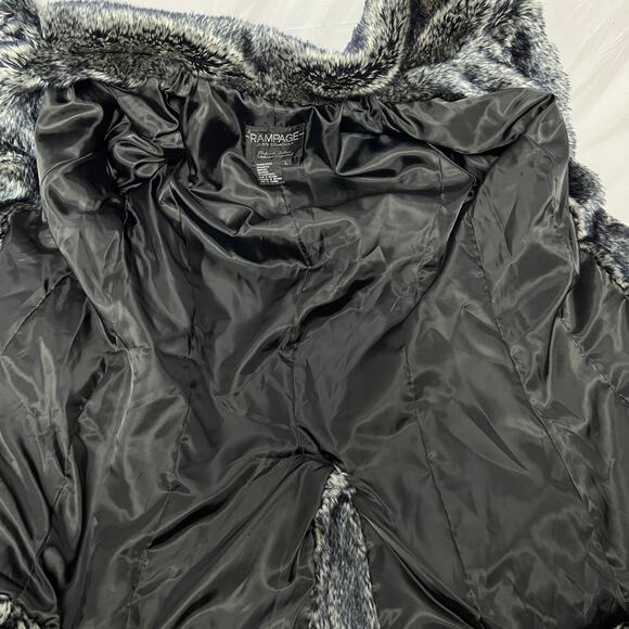 Mobwife Rampage Faux Fur Coat Y2K 90s Glam Quiet Luxury L Women Blue Gray Black - Picture 9 of 13